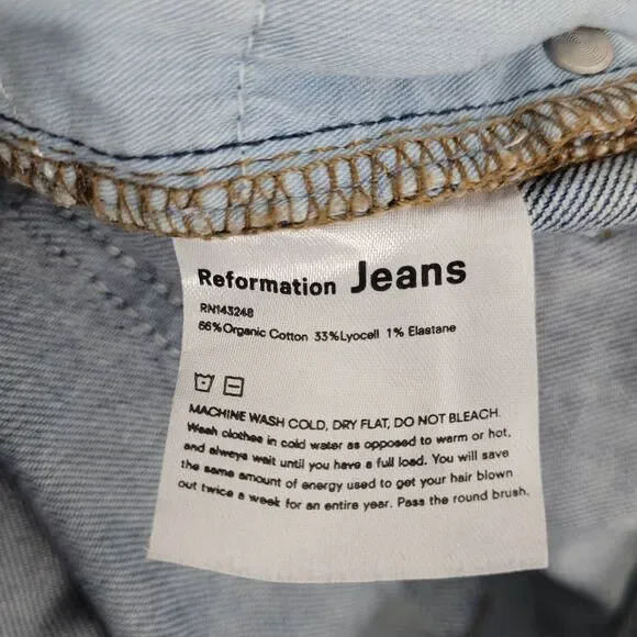 Reformation Liza High Straight Jeans Sz 31 Laguna Blue Organic Cotton Casual - Picture 5 of 9